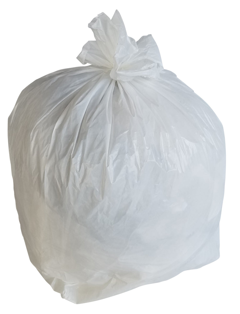 10 Gallon Garbage Bags, Drawstring: White, 1.2 Mil, 24.4 x 28