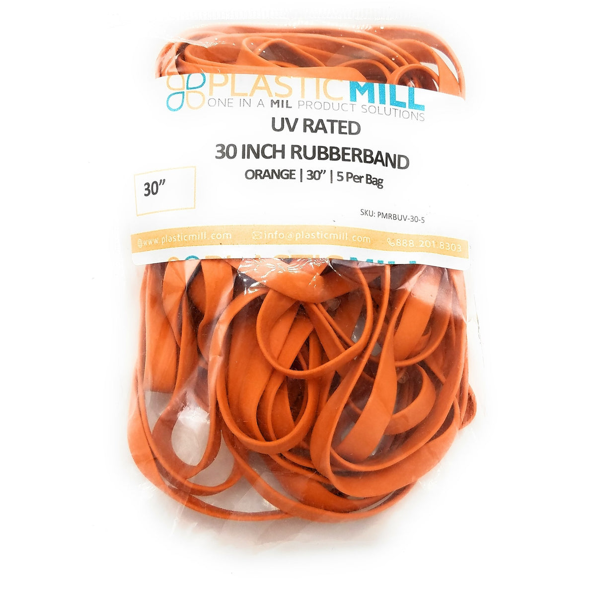 PlasticMill Rubber Bands - #33 Size - Orange Rubberbands - 100 Count.
