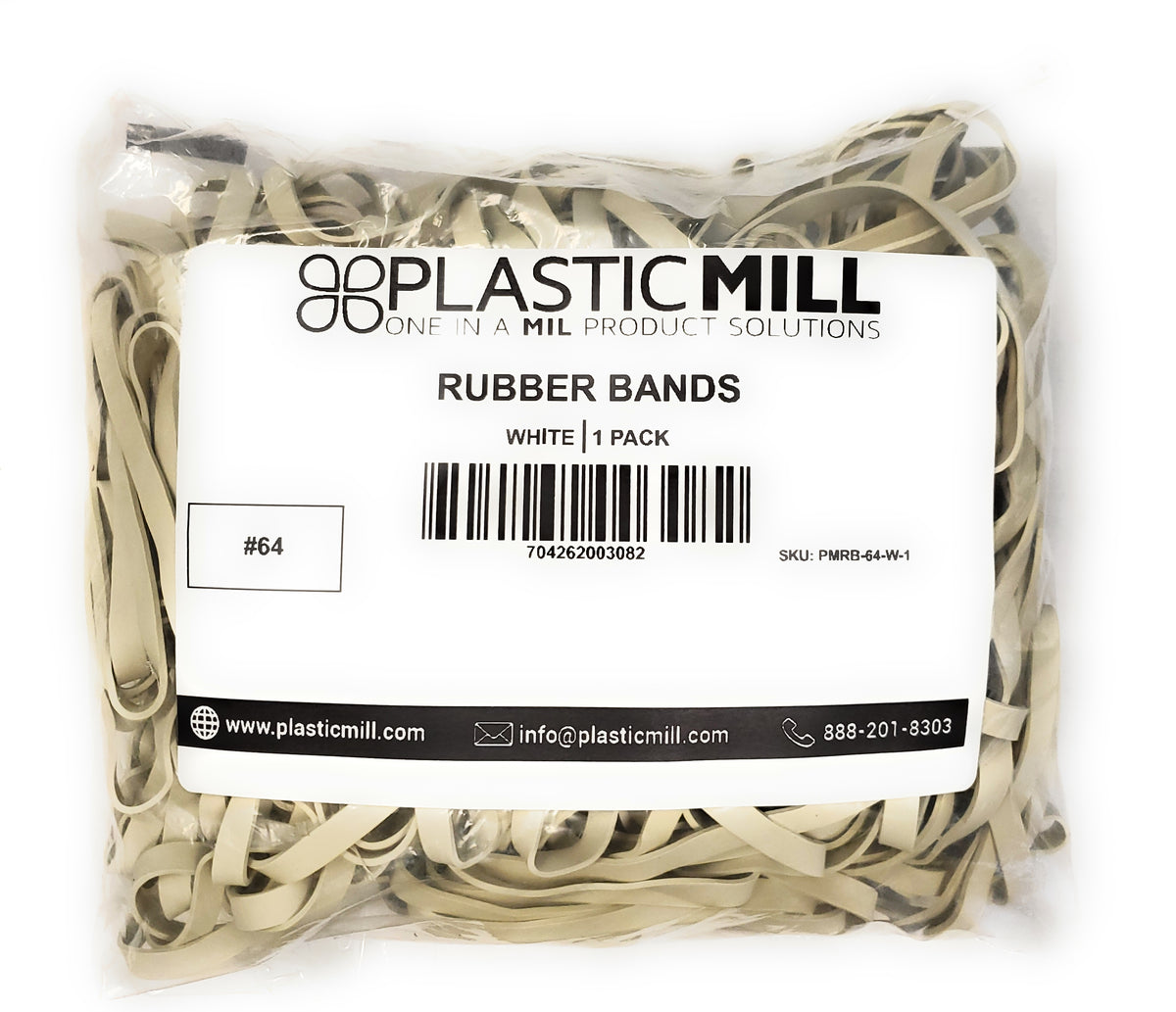 Size 64 White Rubber Bands - 250 count