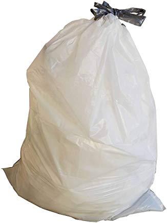 PlasticMill 4 Gallon, White, Drawstring, 0.7 mil, 17x16, 100 Bags/Case, Garbage Bags / Trash Can Liners.