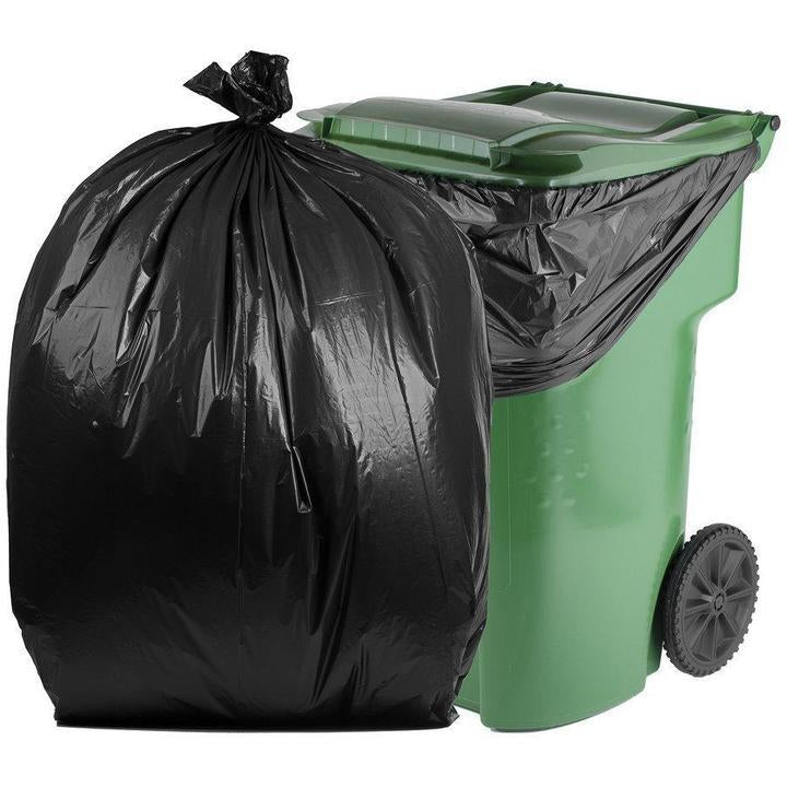 PlasticMill 95 Gallon, Black, 1.5 mil, 61x68, 50 Bags/Case, Garbage Bags / Trash Can Liners.