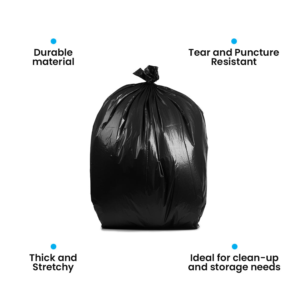 65 Gallon Trash Bags 50 Count Black Heavy Duty Garbage Can Liner 1.8 Mil  51×59