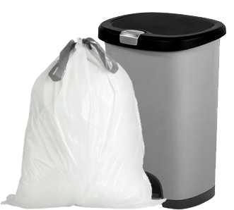 PlasticMill 4 Gallon, White, Drawstring, 0.7 mil, 17x16, 100 Bags/Case, Garbage Bags / Trash Can Liners.