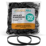 Rubber Bands #64 Size, Black Rubberbands, EPDM, UV RATED, 1LB/250 Count.