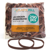 Rubber Band: Size #64 Size, Brown Rubberbands, 1LB/250 Count.
