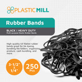 Rubber Bands #64 Size, Black Rubberbands, EPDM, UV RATED, 1LB/250 Count.