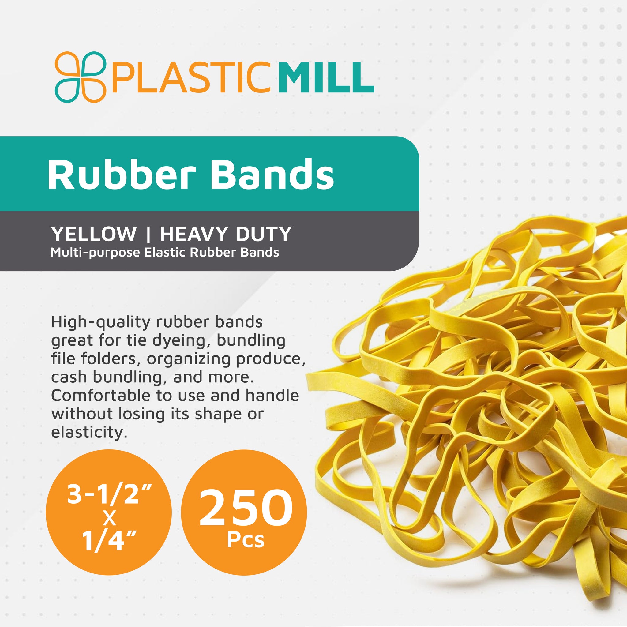Yellow Size 64 Rubber Bands - 250 Count | PlasticMill