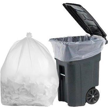 95 Gallon Garbage Bags: Clear, 2 Mil, 61x68, 50 Bags/Case.