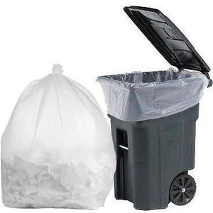 64 Gallon Garbage Bags: Clear, 1.5 Mil, 50x60, 30 Bags/Case.