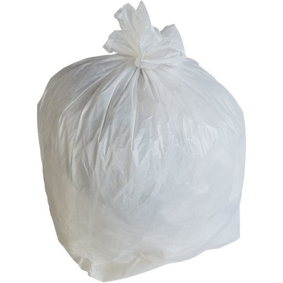 50-60 Gallon Garbage Bags: White, .7 Mil, 38x58, 100 Bags.