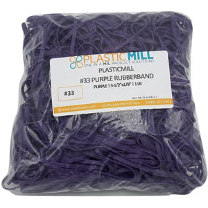 Rubber Bands #33: #33 Size, Purple, 1LB/500 Count.