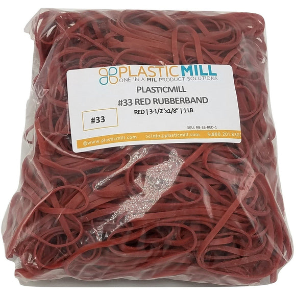 PlasticMill Rubber Bands - #64 Size - Red Rubberbands - 1LB/250 Count