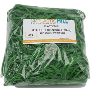 Rubber Bands #33: #33 Size, Light Green, 2LB/1000 Count.