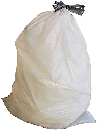 PlasticMill 8 Gallon Garbage Bags, Drawstring: White, 7 mil, 22x22, 200 Bags.