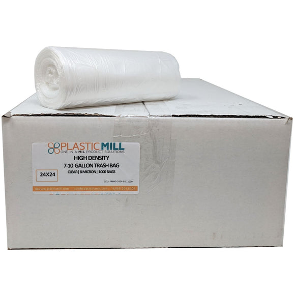 PlasticMill 95 Gallon, Clear, 1.5 mil, 61x68, 10 Bags/Case, Garbage Bags/Trash C