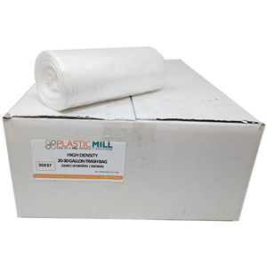 20-30 Gallon Garbage Bags, High Density: Clear, 16 Micron, 30x37, 500 Bags.