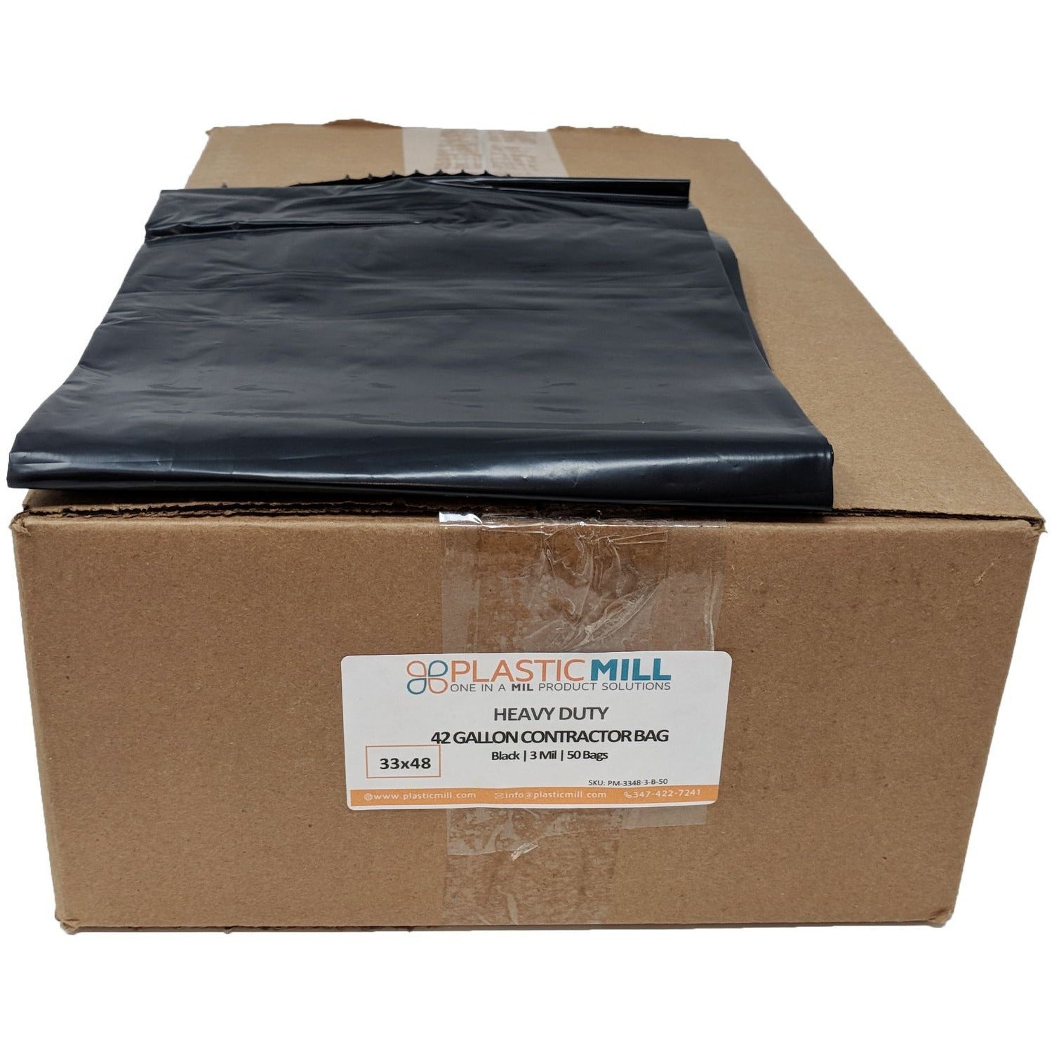 Cleanit 42 Gallon Black Contractor Bags, 33x48, 3MIL, 50 Bags (CIS33483)