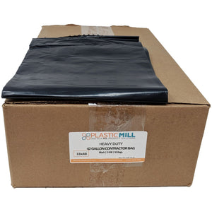 42 Gallon Contractor Bags: Black, 3 MIL, 33x48, 50 Bags.