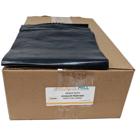 Commander 42 gal. 4 Mil Black Heavy Duty Trash Bags 33 in. x 45 in. Pack of 32 for Home, Kitchen, Lawn and Contractor