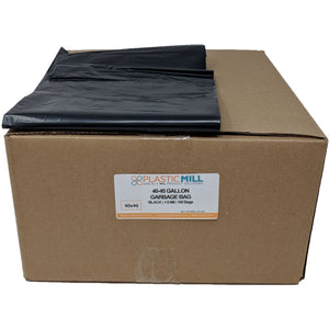 40-45 Gallon Garbage Bags: Black, 1.5 Mil, 40x46, 100 Bags.