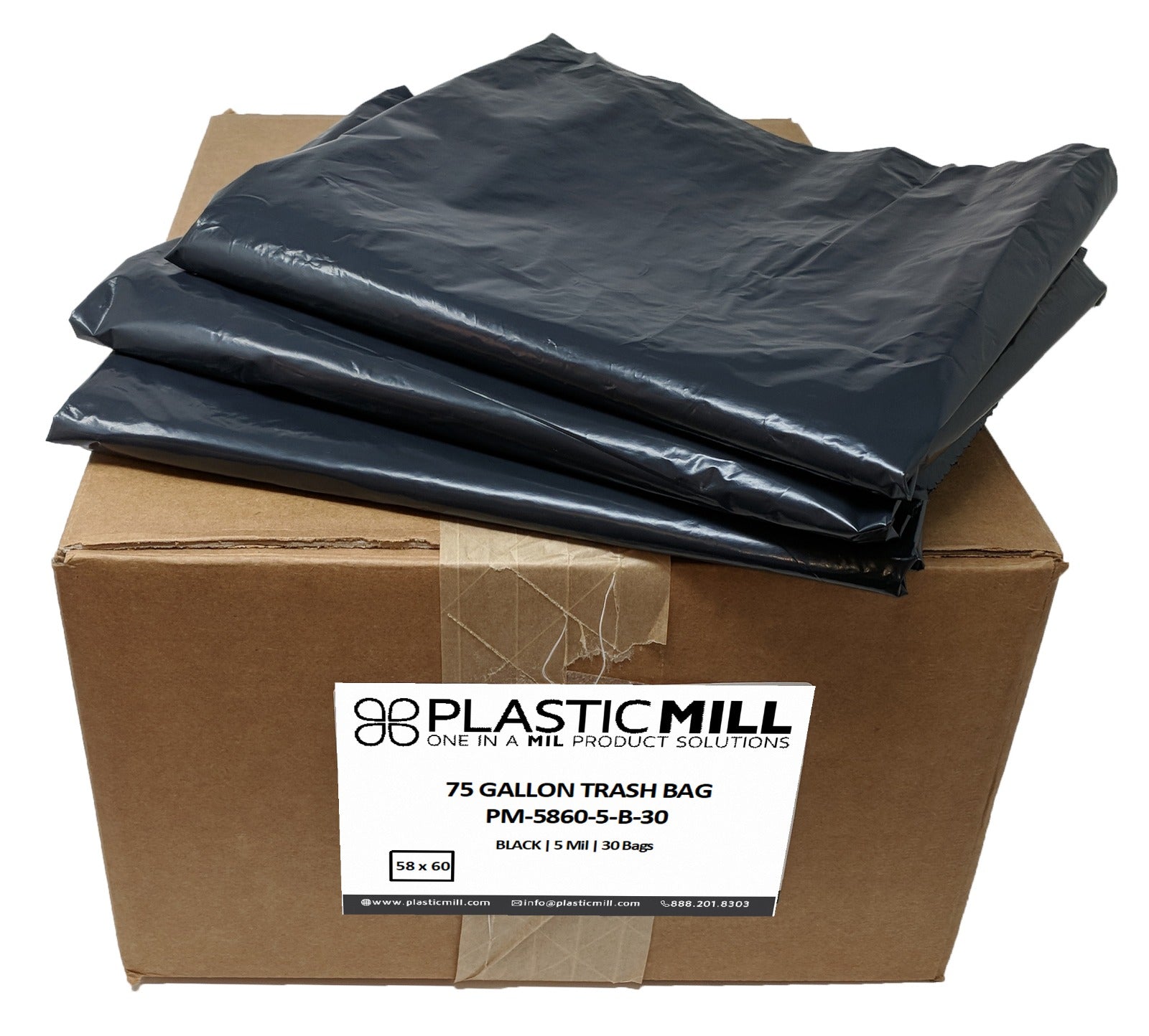 PlasticMill 42 Gallon Clear 1.3 Mil 33x48 100 Bags/Case Garbage Bags.
