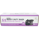 64 Gallon Garbage Bags: Black, 2 Mil, 50x60, 10 Bags/Case.