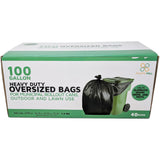 100 Gallon Garbage Bags: Black, 1.3 Mil, 67x79, 40 Bags/Case.
