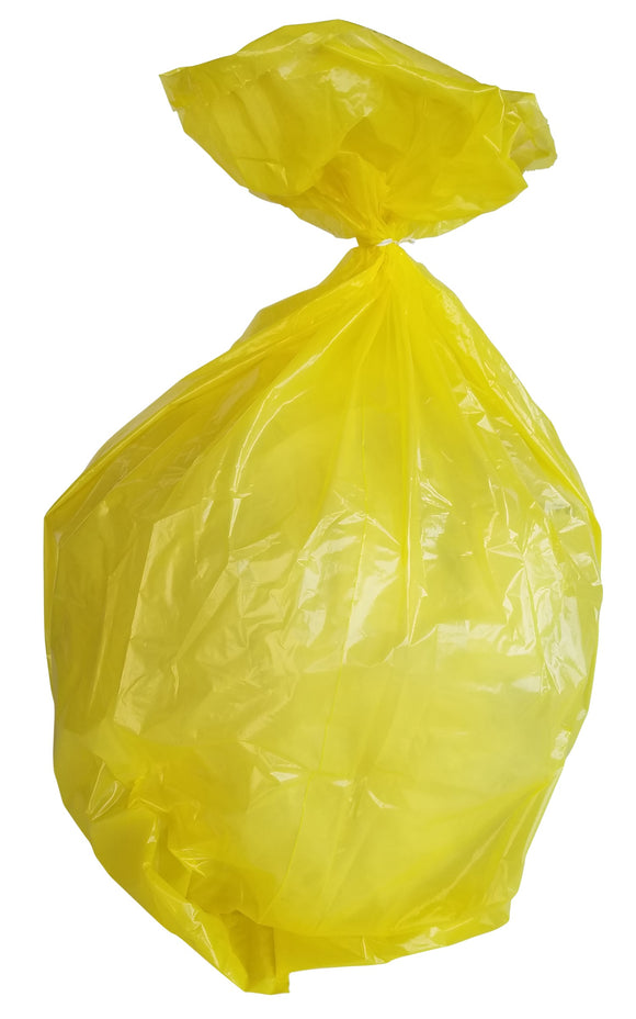 Bolsas de basura de 55 galones: amarillas, 1,2 mil, 38 x 58, 100 bolsas.