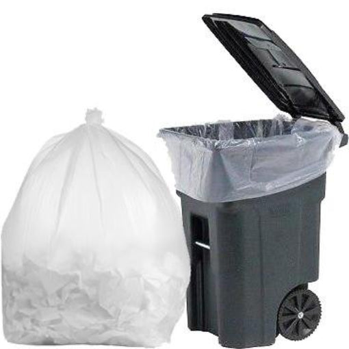 100 Gallon Garbage Bags: Clear, 1.3 Mil, 67x79, 30 Bags/Case.